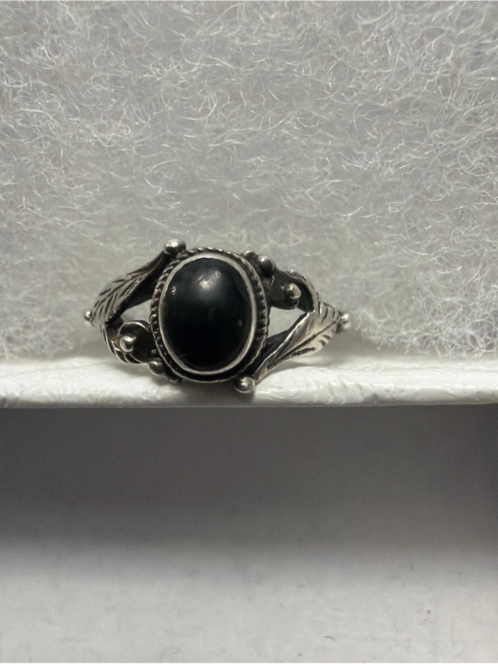 Sterling Silver Black Onyx Cabochon Ring - Elegant Women's Jewelry